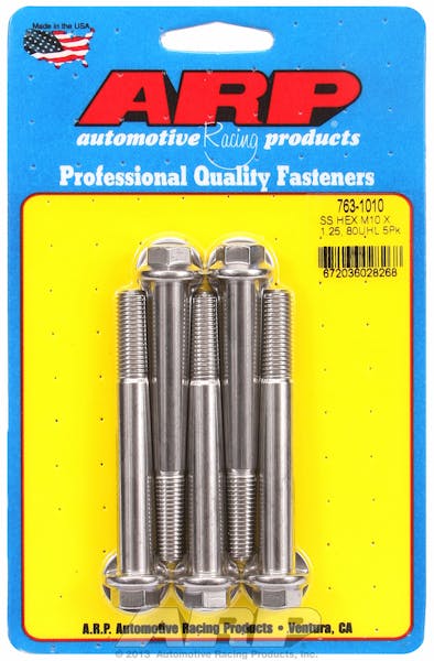ARP M10 x 1.25 x 80 SS Hex Bolts (5/pkg)