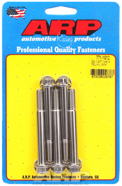 ARP M8 x 1.25 x 75mm 12pt Stainless Steel Bolts (Set of 5)