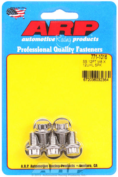 ARP M8 x 1.25 x 12 12pt Stainless Steel Bolts (Set of 5)
