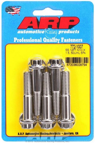 ARP M10 x 1.50 x 50mm 12pt Stainless Steel Bolts (Set of 5)