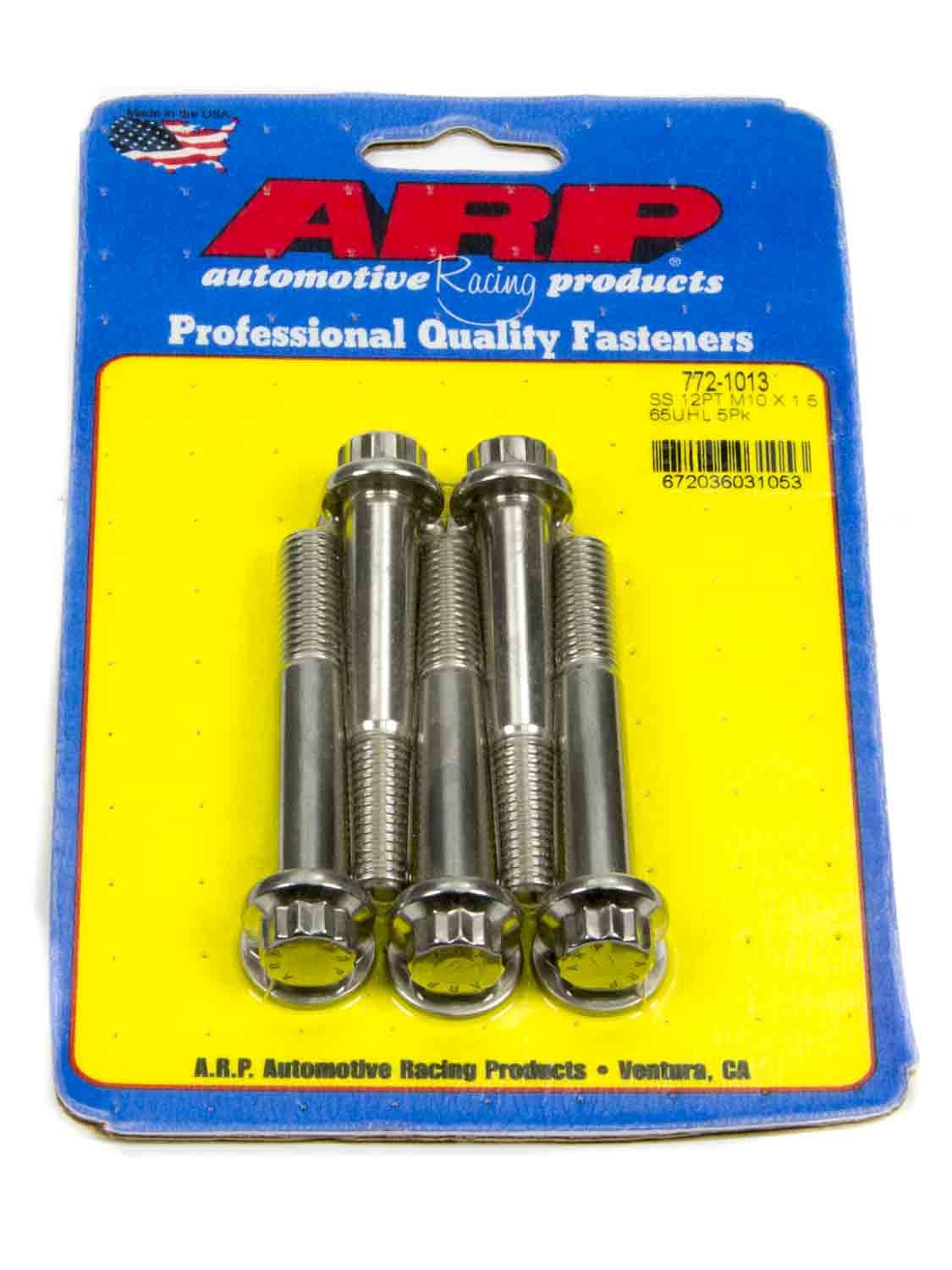 ARP M10 x 1.50 x 65 12pt Stainless Steel Bolts (5/pkg)