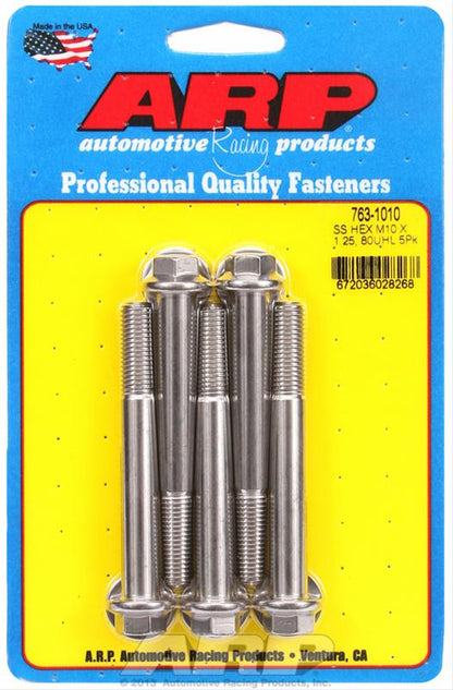 ARP M10 x 1.25 x 80 SS Hex Bolts (5/pkg)
