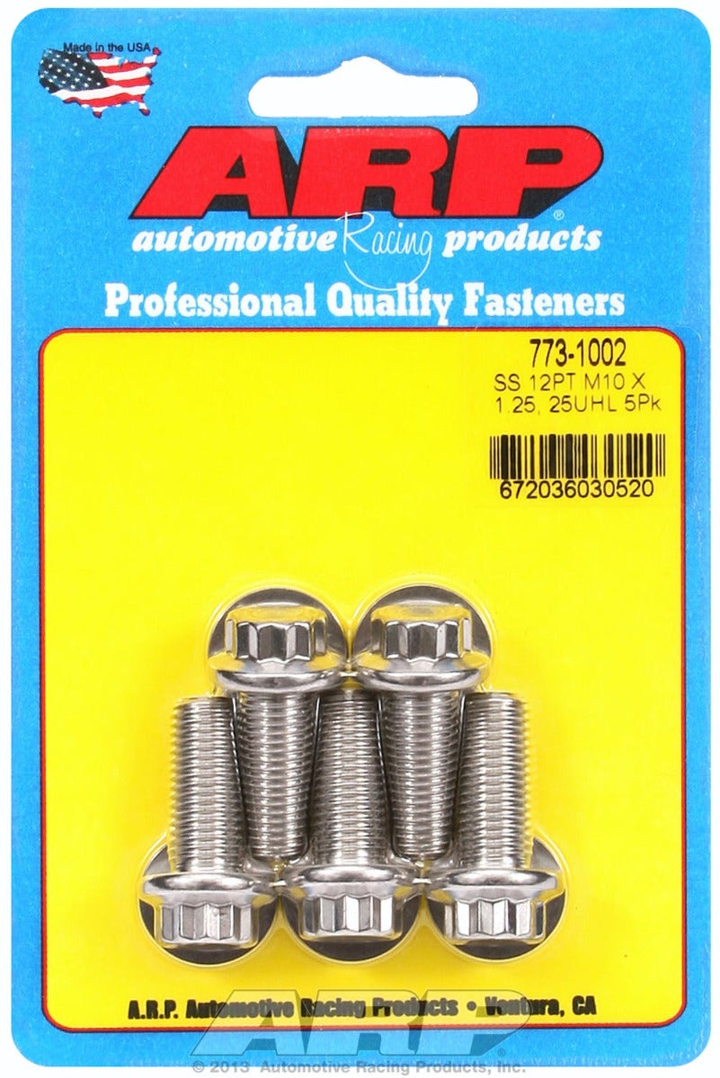ARP M10 x 1.25 x 25 SS 12pt Bolts (5/pkg)