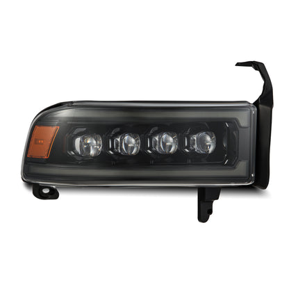 AlphaRex 94-01 RAM 1500 NOVA LED Proj Headlights Alpha-Blk w/Activ Light/Seq Signal/SB DRL