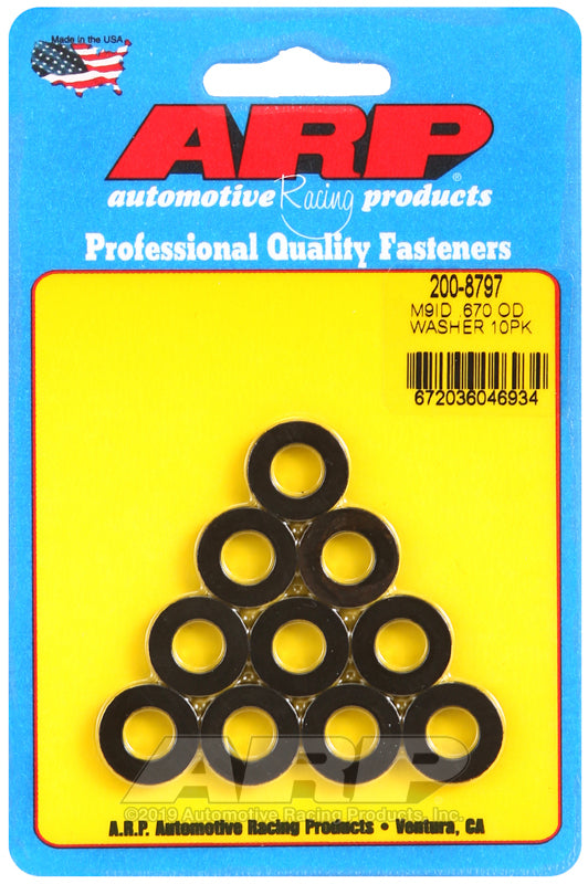 ARP M9 ID 0.670 OD Chamfer Black Washers (10 pack)